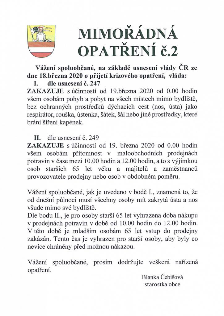 Mimořádné opatření ke stažení