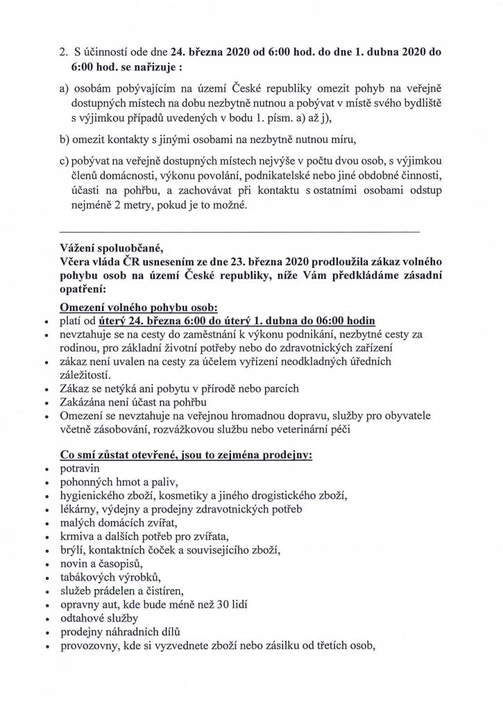 Mimořádné opatření ke stažení